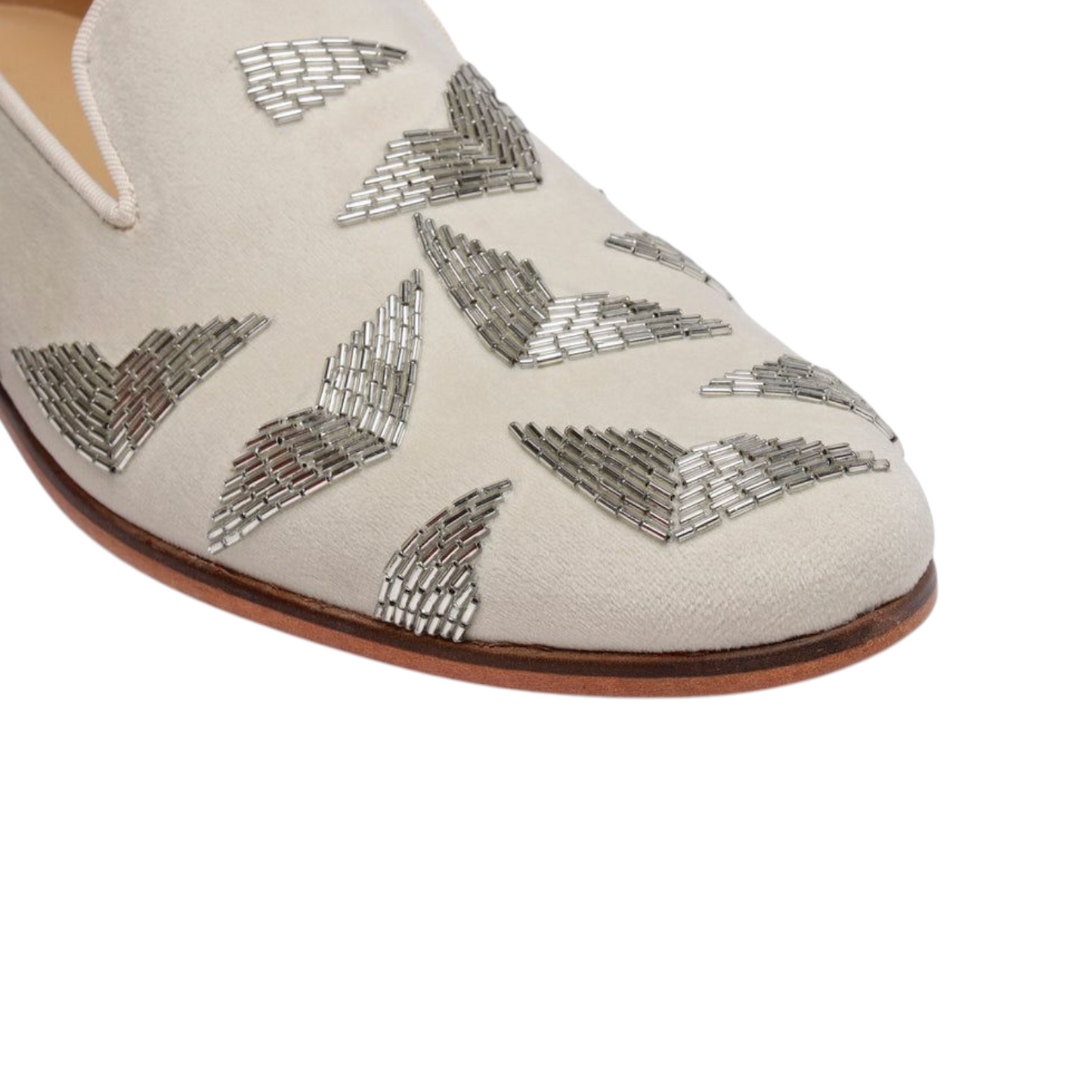 Lusso FINO “Ivory Aristo” Suede Embroidered Loafers