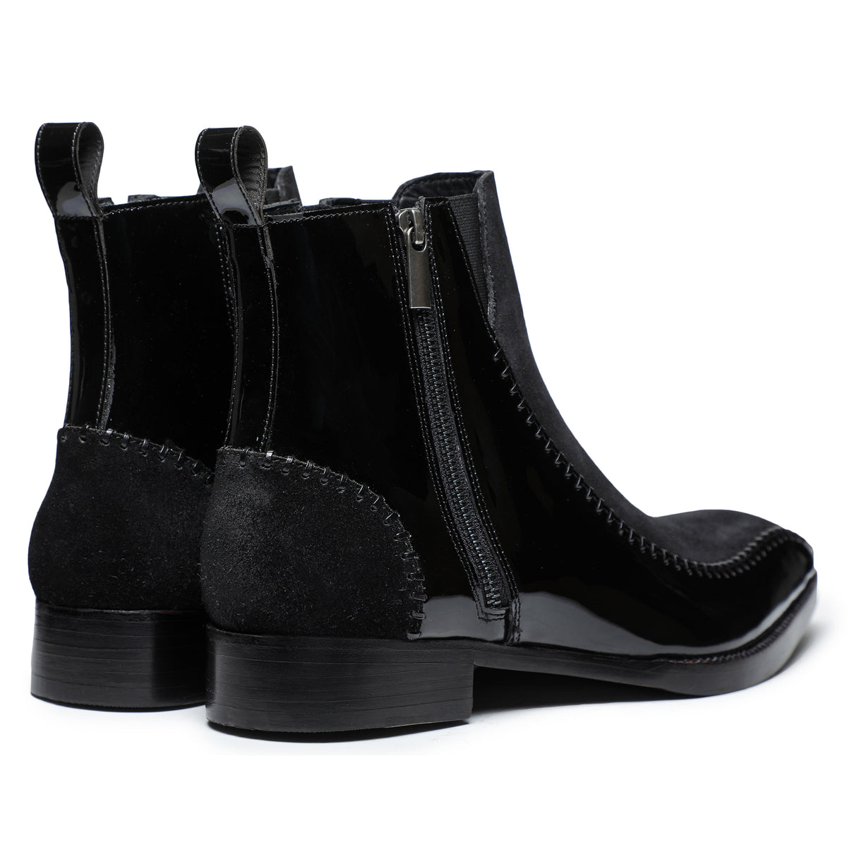 Lusso | FINO Velvet Eclipse Noir Stitched Prestige Boots For Men's