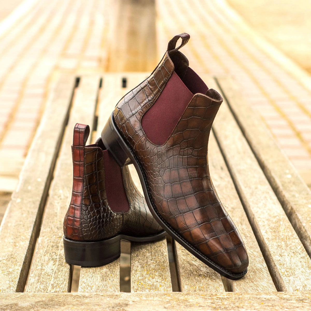 Lusso | Fino Regal Havana Croc Chelsea Boot For Men's