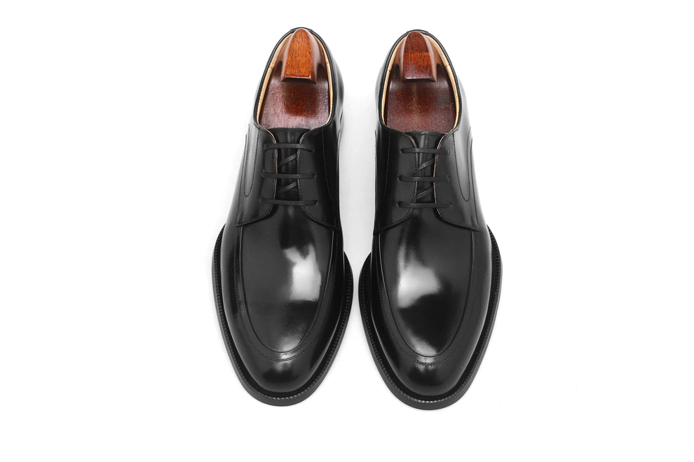 Lusso & FINO| Black Hand Burnished Split- Toe Derby Shoes For Men's