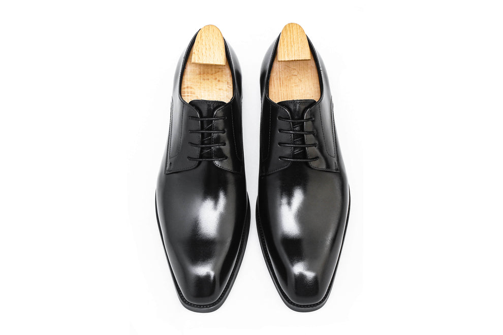 Lusso & FINO | Classic Black Derby Shoes- Elegant Men's Formal Shoes.