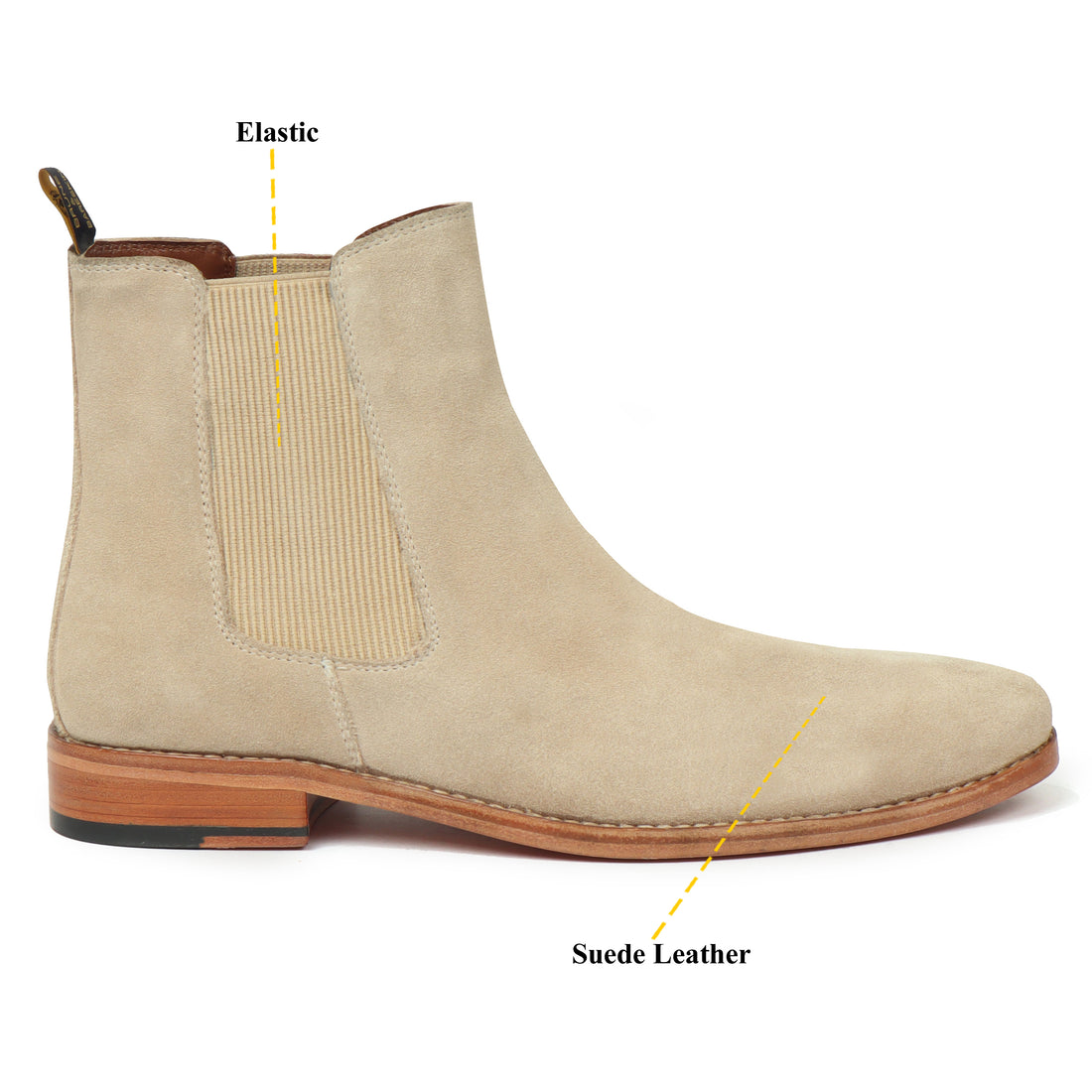 Lusso | FINO Beige Suede Chelsea Boots For Men's