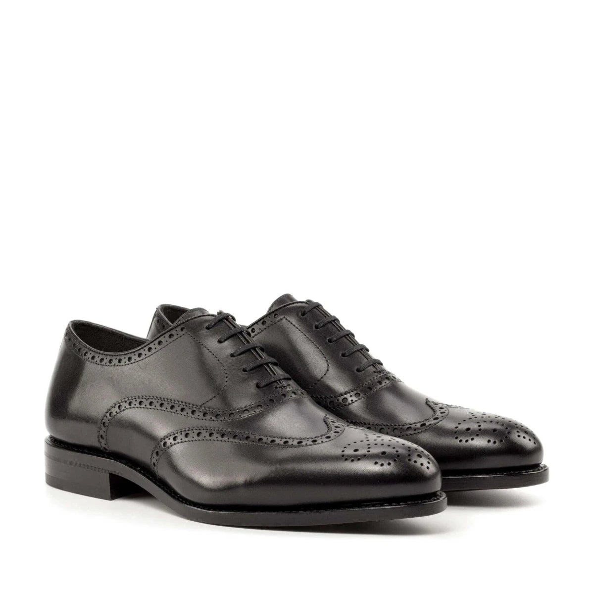 Lusso & Fino Black Men's Italian Leather Full Brogue