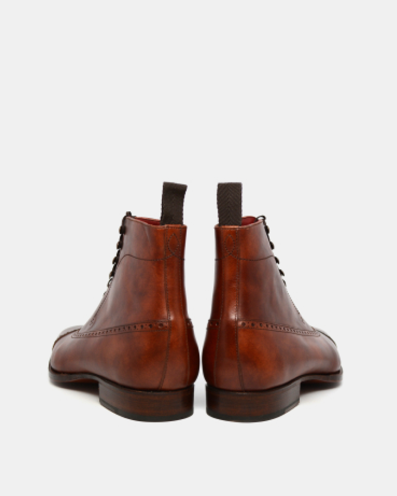 Lusso | FINO Balmoral Brown Patina Finished Boots for Mens