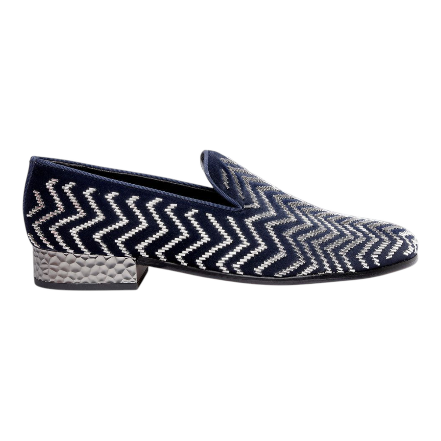 Lusso & FINO “Celeste Wave” Embroidered Velvet Loafers