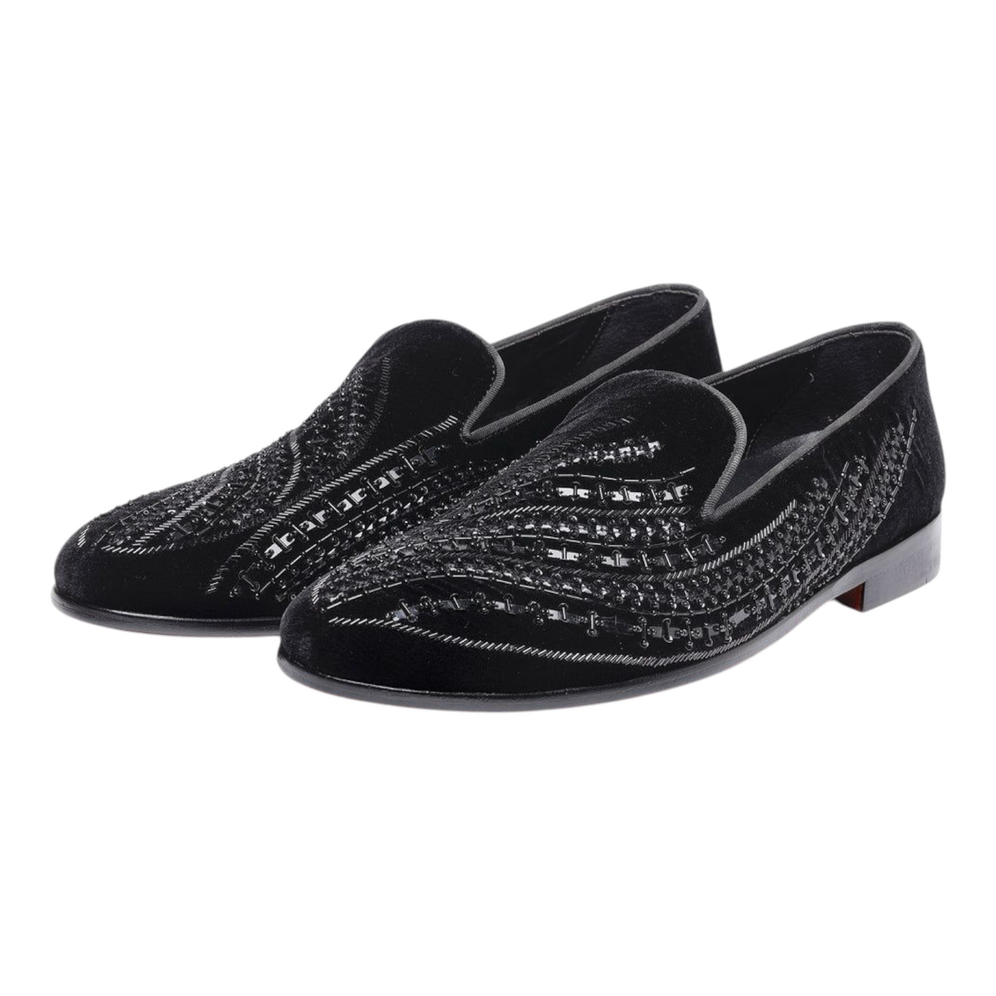 Lusso FINO "Noir Regale" Velvet Embroidered Loafers