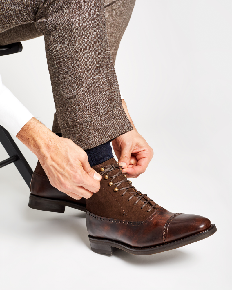 Lusso| FINO Brown Leather Clifton Lace up Boots For Men's