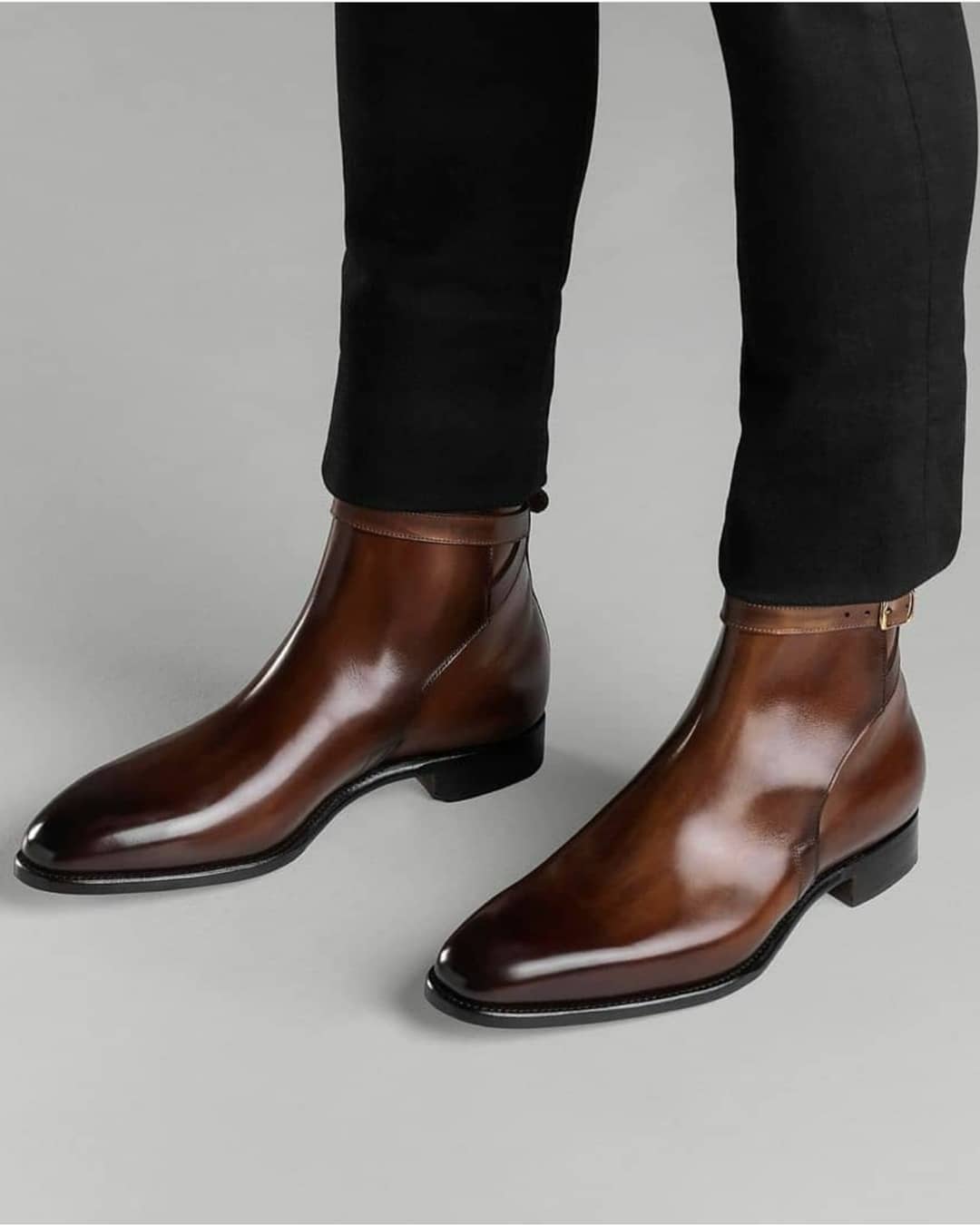Lusso | FINO Brown Leather Jodhpuri Boots For Men's