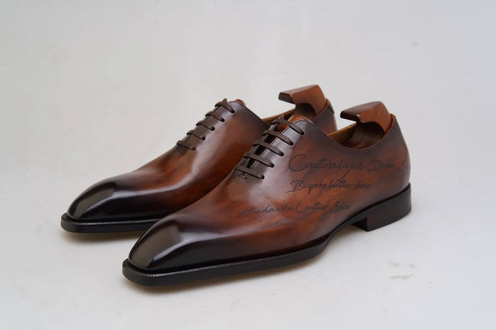 Lusso & FINO Custom Patina Wholecut Oxford Shoes For Men's