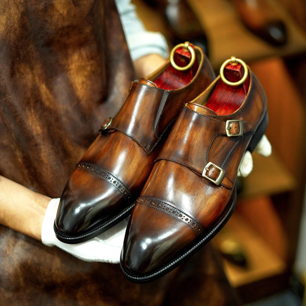LUSSO & FINO | Handmade Double Monk Strap Business Shoe For Men's