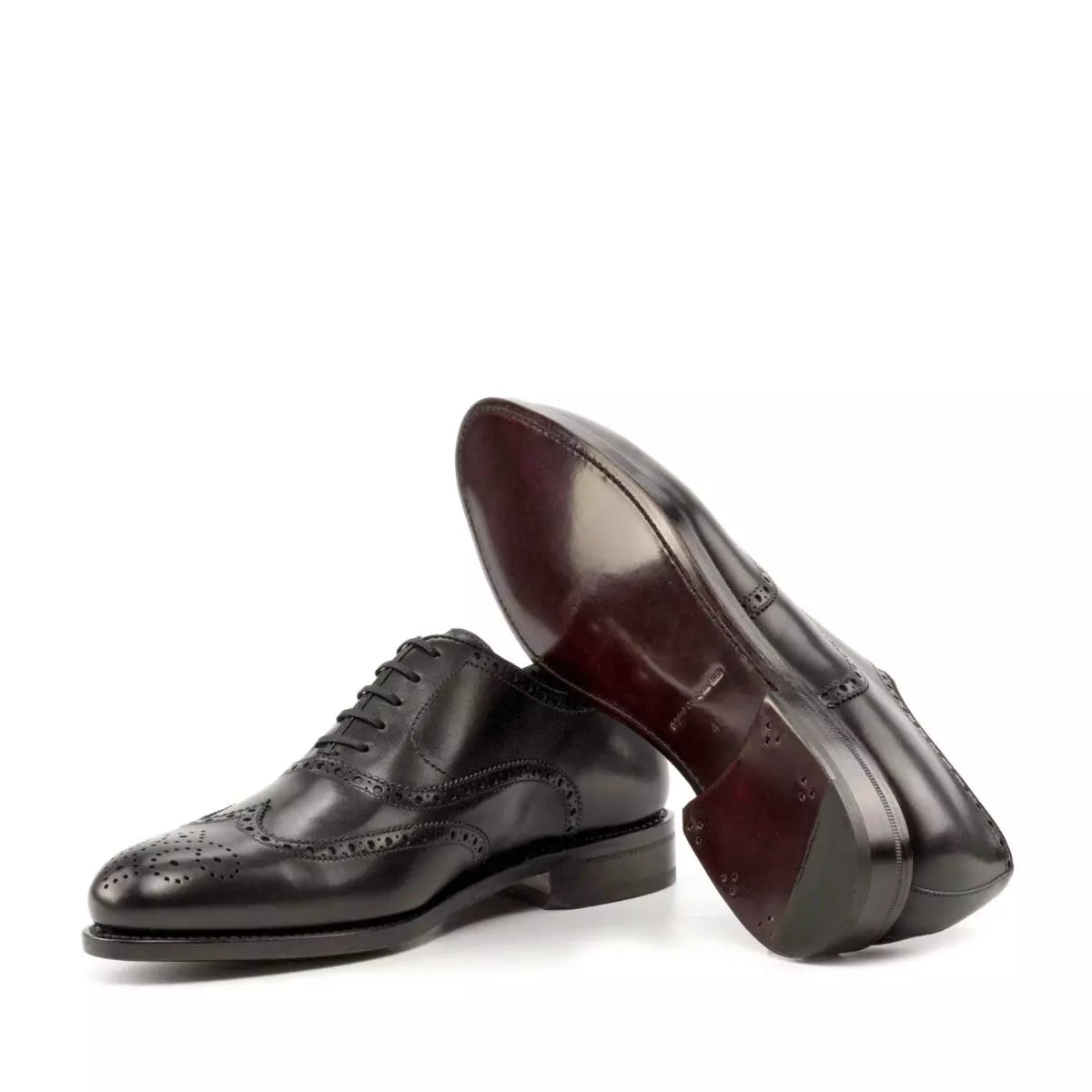 Lusso & Fino Black Men's Italian Leather Full Brogue
