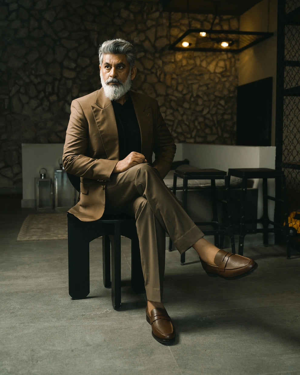 Lusso | BRUNO Men's Brown Pebble Grain Leather Penny Loafer