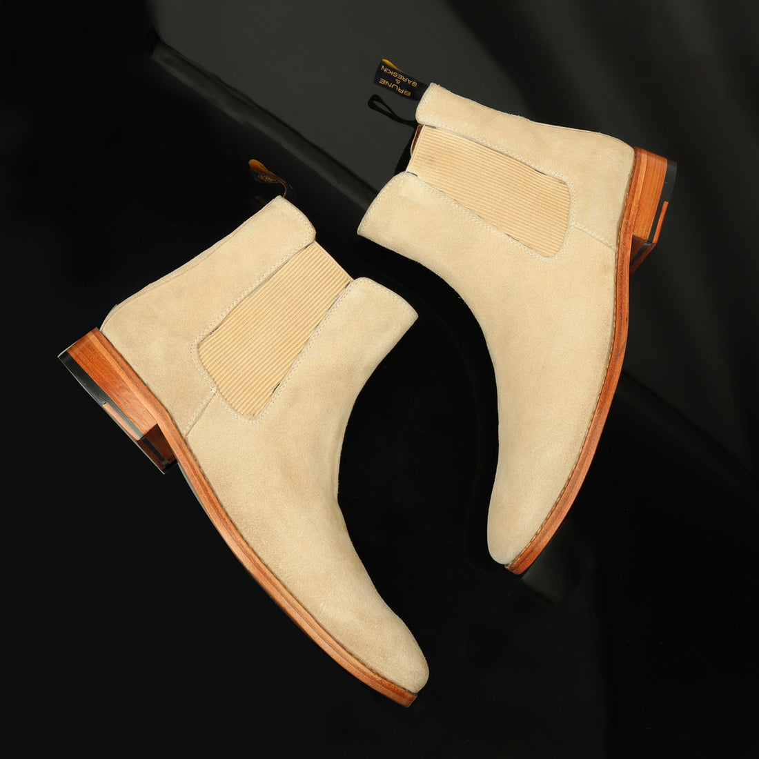 Lusso | FINO Beige Suede Chelsea Boots For Men's