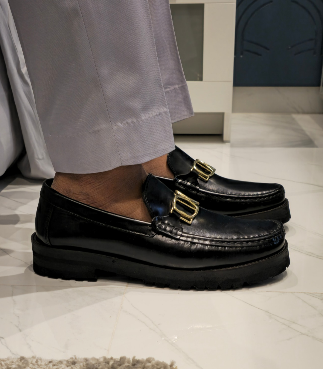 Black High Chunky Premium Eva Sole Moccasins For Men