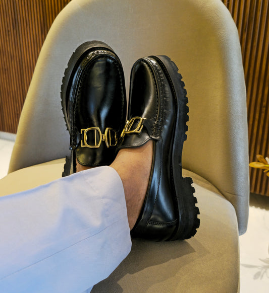 Black High Chunky Premium Eva Sole Moccasins For Men