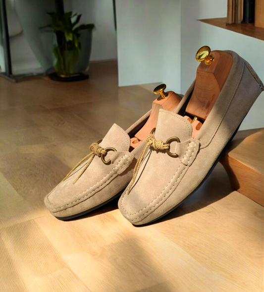 Imported Italian Light Beige Suede Leather Loafer Premium Shoe For Men