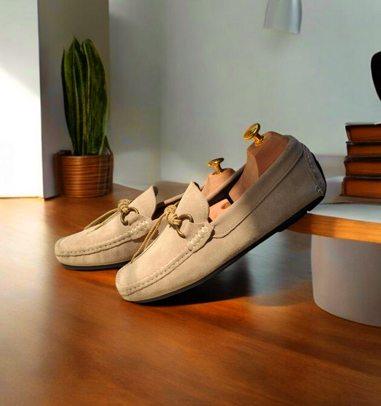 Imported Italian Light Beige Suede Leather Loafer Premium Shoe For Men