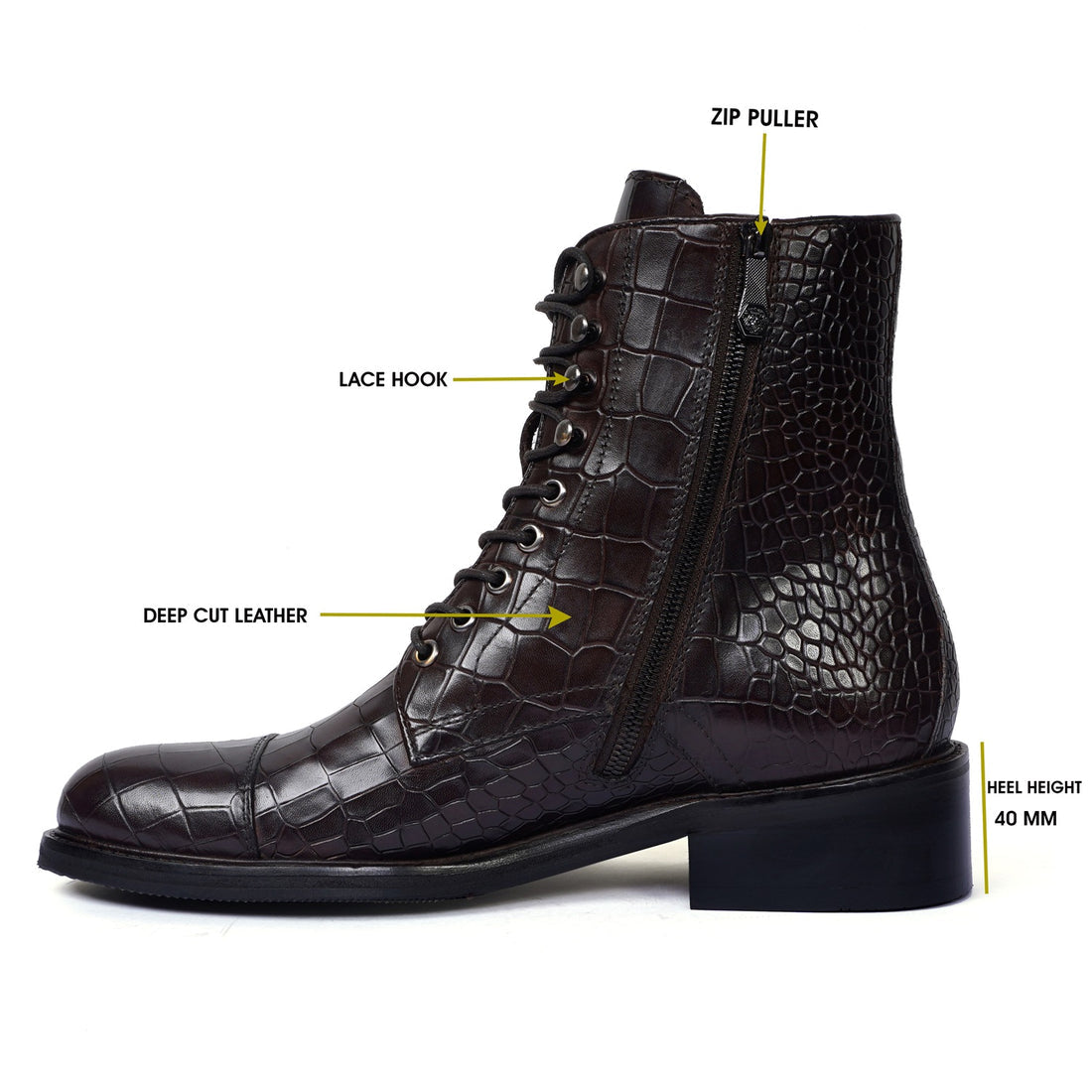 Lusso | FINO Midnight Alligator Trailblazer Combat Boots