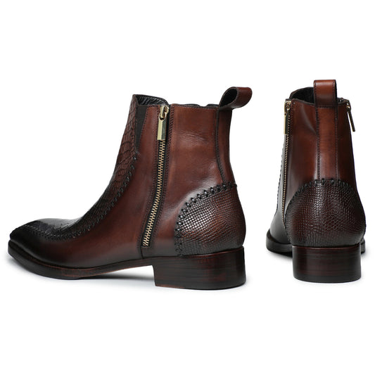 Lusso | FINO Crimson Serpent Regal Side-Zip Boots For Men's