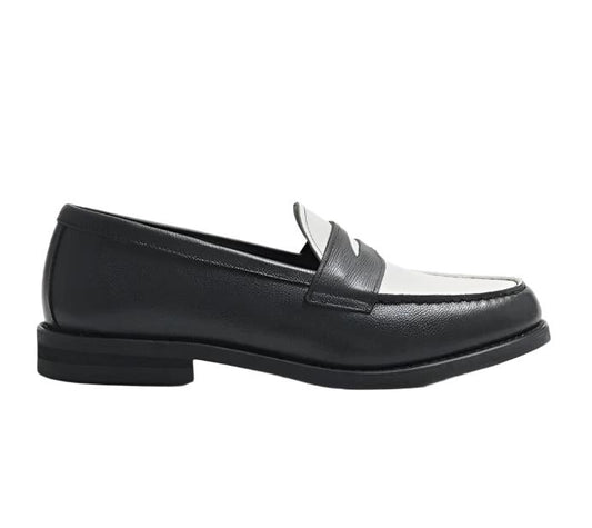 Lusso | FINO Men's Black & White leather Penny Loafer.
