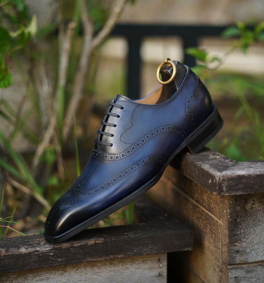 Handmade Bespoke Men's Premium Italian Blue Leather Shoe