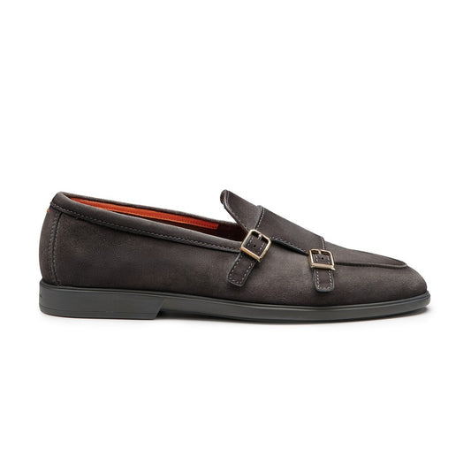 The Charcoal Grey Suede Double-Monk Loafer