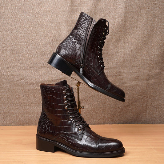 Lusso | FINO Midnight Alligator Trailblazer Combat Boots