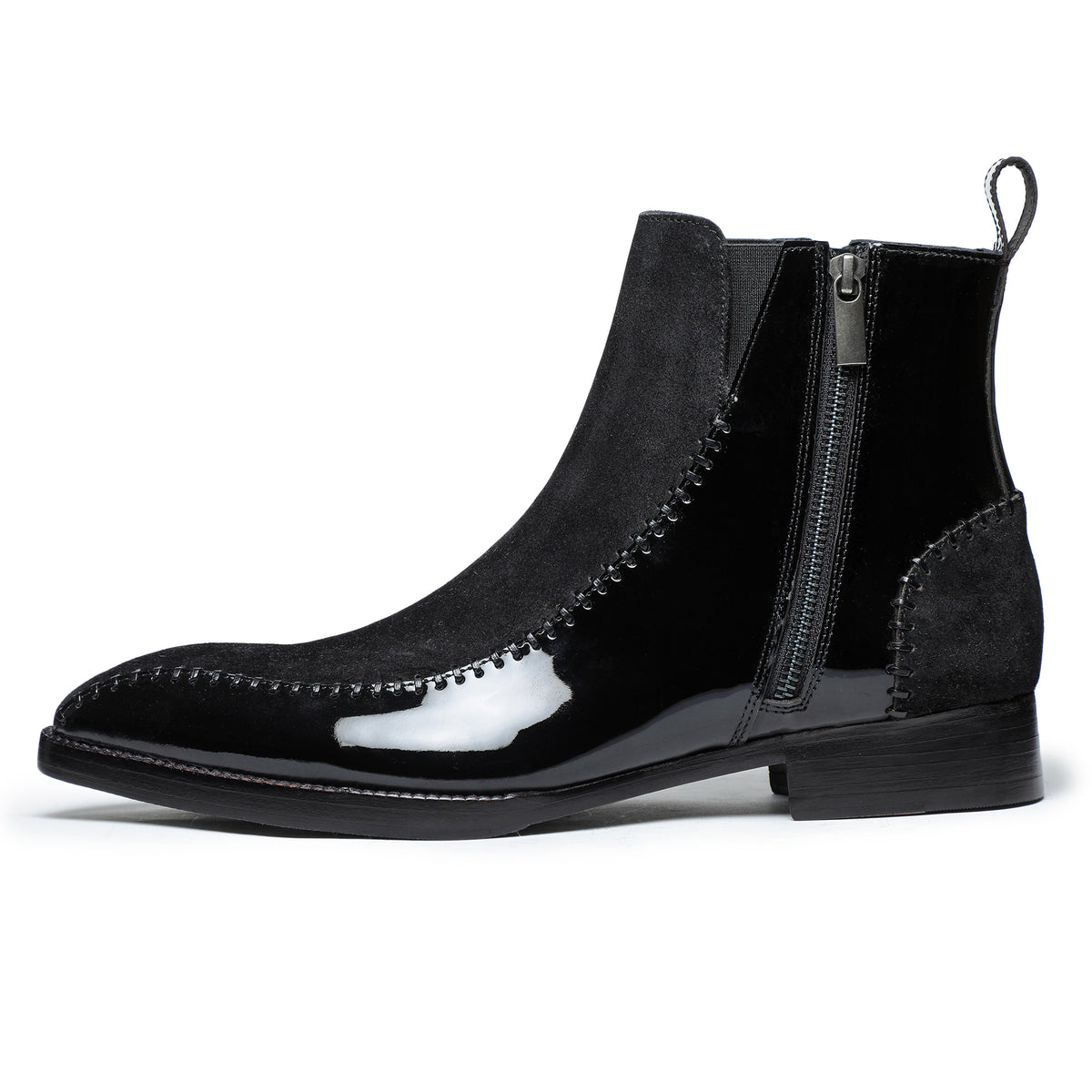 Lusso | FINO Velvet Eclipse Noir Stitched Prestige Boots For Men's