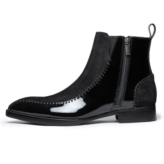 Lusso | FINO Velvet Eclipse Noir Stitched Prestige Boots For Men's