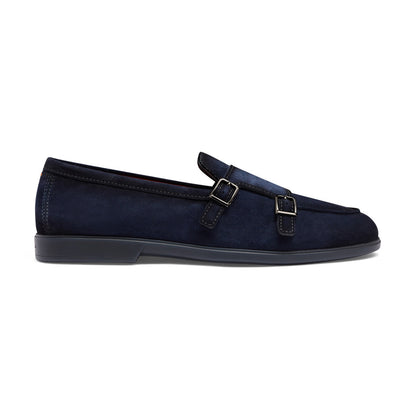 The Midnight Navy Suede Double-Monk Loafer