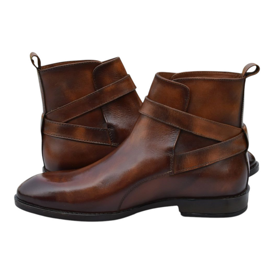 Lusso | Fino Chestnut Buckle Heritage Leather Boot for Men's