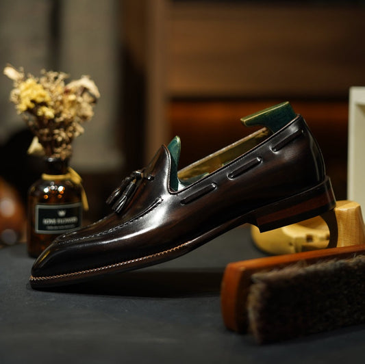 Lusso & FINO | Premium Handmade Brown Brushed  Leather Dress Loafers