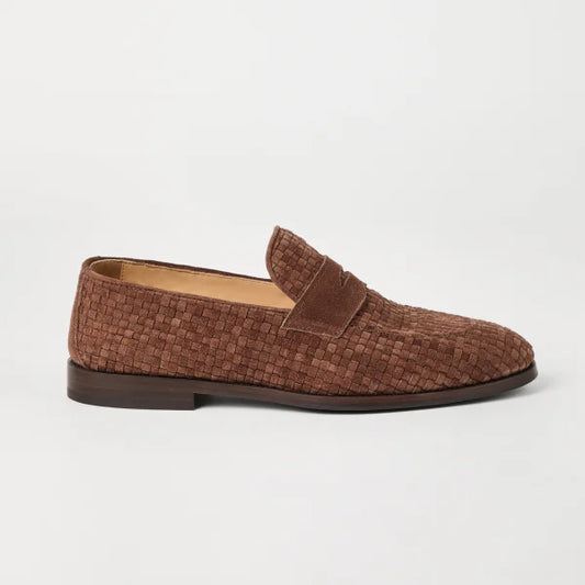 Lusso| FINO Chestnut Woven Luxe Penny Loafer