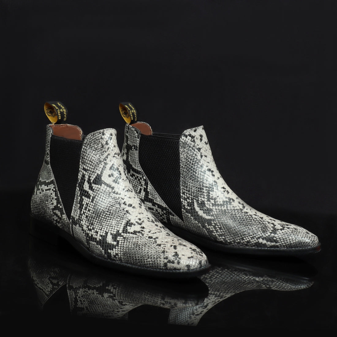 Lusso | Fino Serpent Skin Silver Eclipse Chelsea Boot