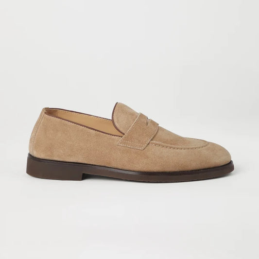 Lusso | FINO Whisper Beige Crescent Penny Loafers