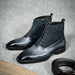 Lusso | FINO Patina Finished Gray with Suede & Zip Detail Boot For Men's