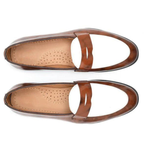 Lusso | FINO Men's Brown & White Penny Loafer.