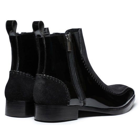Lusso | FINO Velvet Eclipse Noir Stitched Prestige Boots For Men's