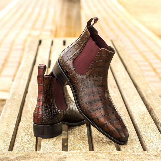Lusso | Fino Regal Havana Croc Chelsea Boot For Men's