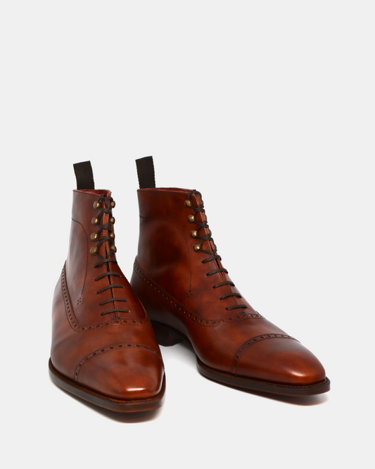 Lusso | FINO Balmoral Brown Patina Finished Boots for Mens