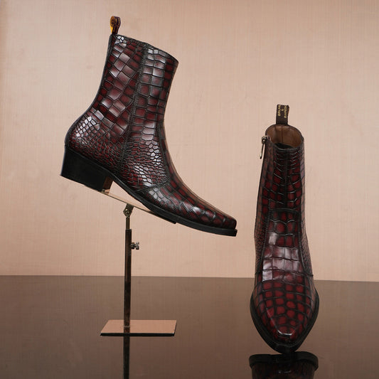 Lusso | Fino Crimson Eclipse Regal Croc Prestige Boot