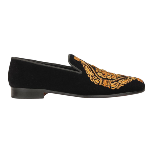 Lusso & FINO “Imperial Crest” Velvet Embroidered Loafers