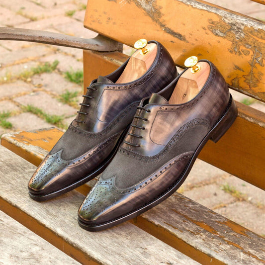 Full Brogue grey patina, brown patina, denim patina