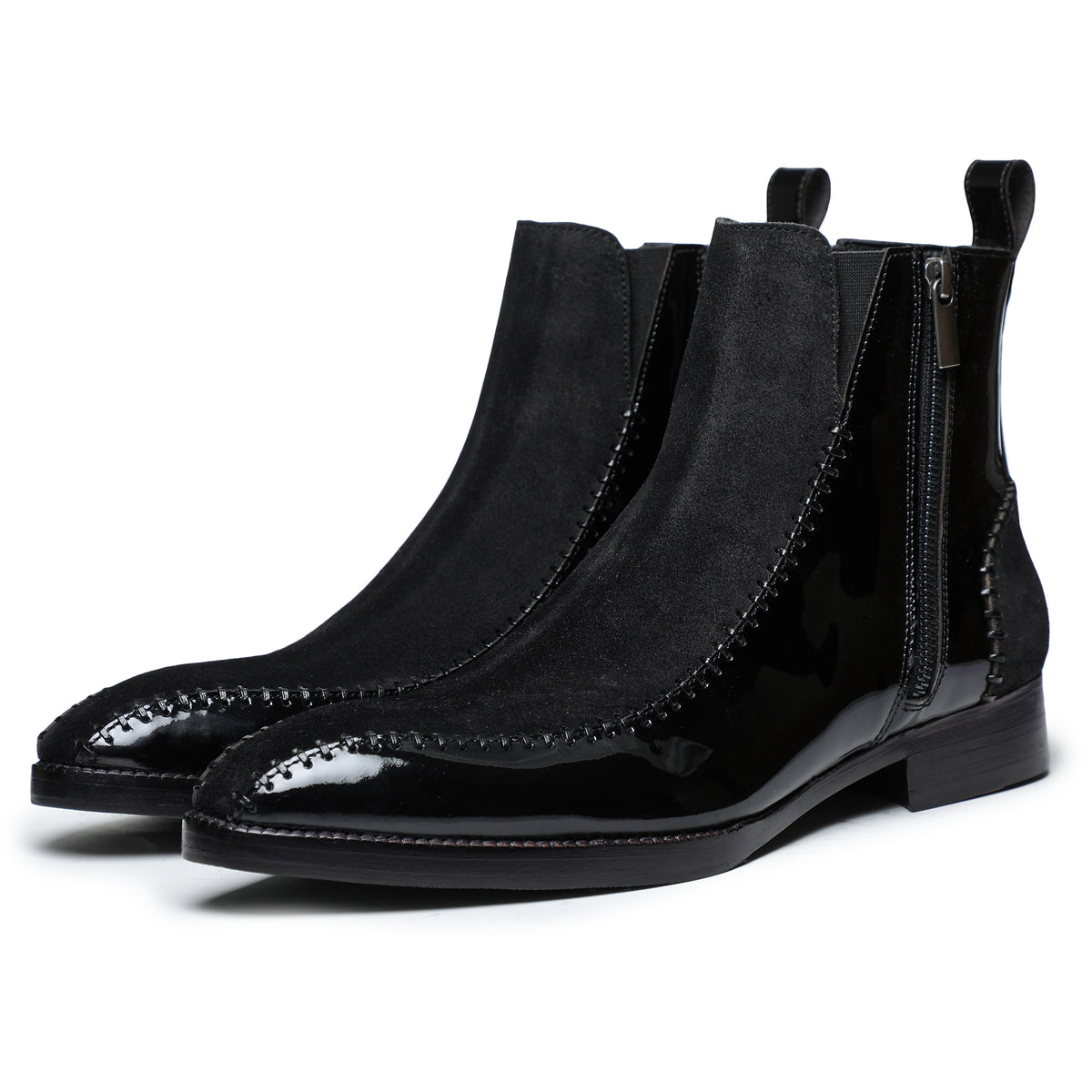 Lusso | FINO Velvet Eclipse Noir Stitched Prestige Boots For Men's