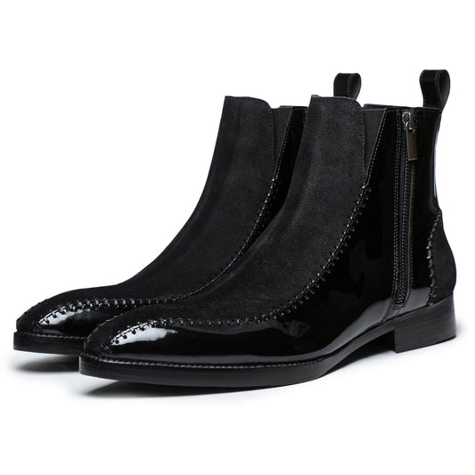 Lusso | FINO Velvet Eclipse Noir Stitched Prestige Boots For Men's