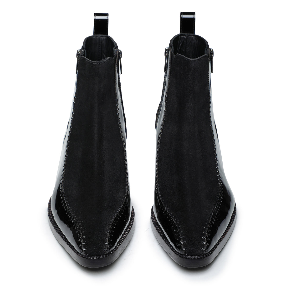 Lusso | FINO Velvet Eclipse Noir Stitched Prestige Boots For Men's