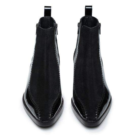 Lusso | FINO Velvet Eclipse Noir Stitched Prestige Boots For Men's
