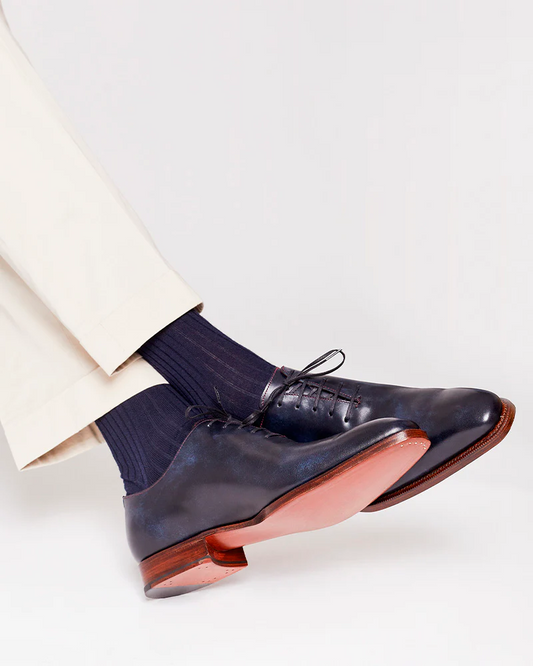 Lusso | FINO Blue Wholecut Oxford Dress Shoe For Men's