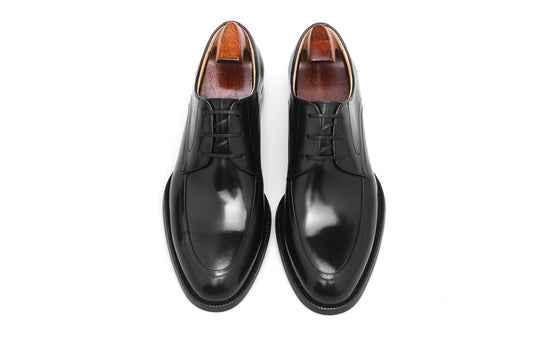 Lusso & FINO| Black Hand Burnished Split- Toe Derby Shoes For Men's