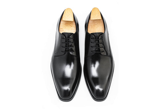 Lusso & FINO | Classic Black Derby Shoes- Elegant Men's Formal Shoes.